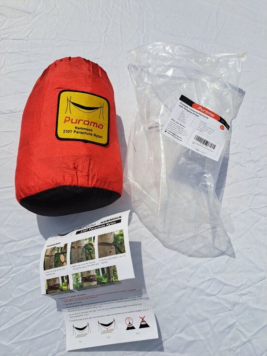 Puroma Other - New Puroma Double Camping Hammock 118"x78" 210T Parachute Nylon Straps Red Black